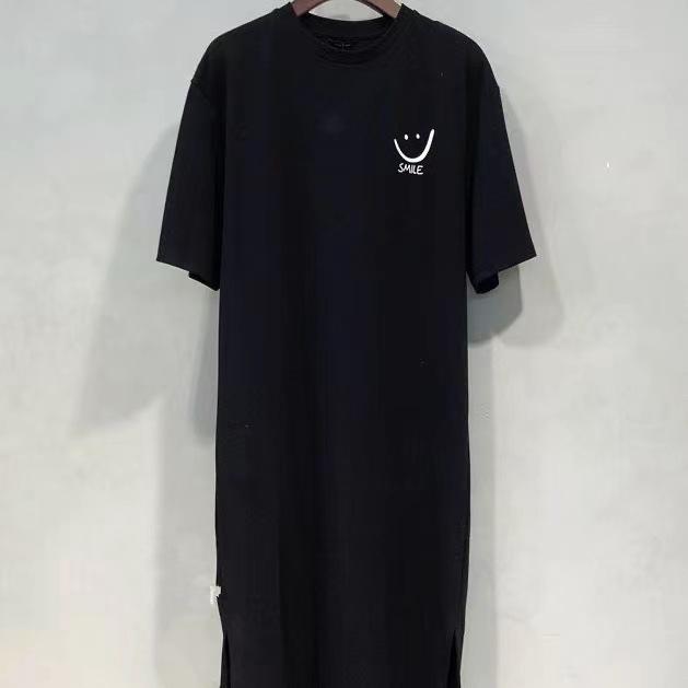 Robe longue à manches courtes et longueur genou pour femme, tenue ample fendue, grande taille, vêtements d'intérieur, été