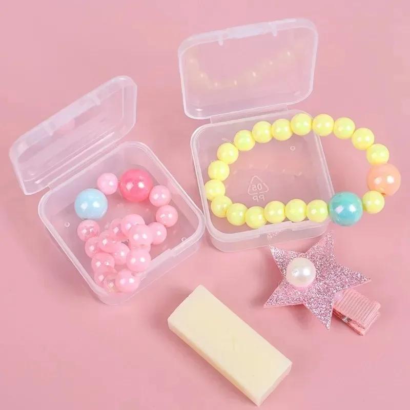 48/6PCS Mini Storage Box Transparent Plastic Jewelry Storage Box Container Portable Earring Ring Earplugs Packaging Storage Case