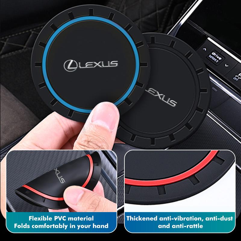 For Lexus 2pcs Silicone Car Coaster Water Cup Bottle Holder Mat Anti-Slip Pad IS350 ES350 IS250 IS460 IS220h IS300 LX570 UX250h
