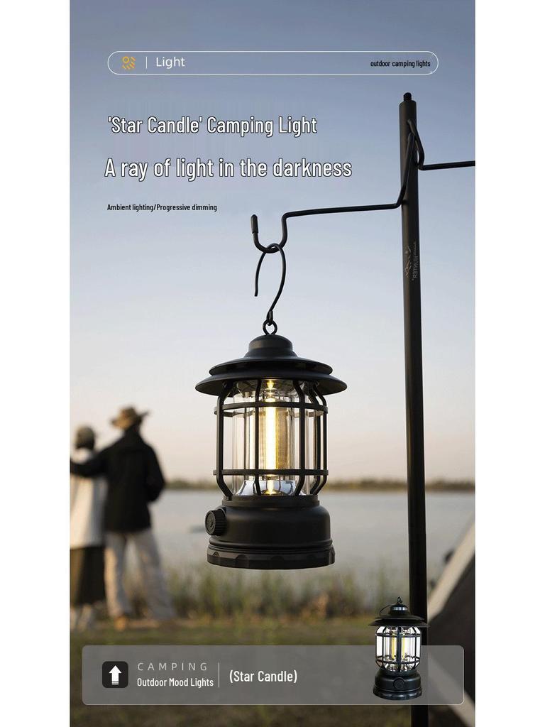 Waterproof Retro Portable Lantern with Type-C Charging for Camping