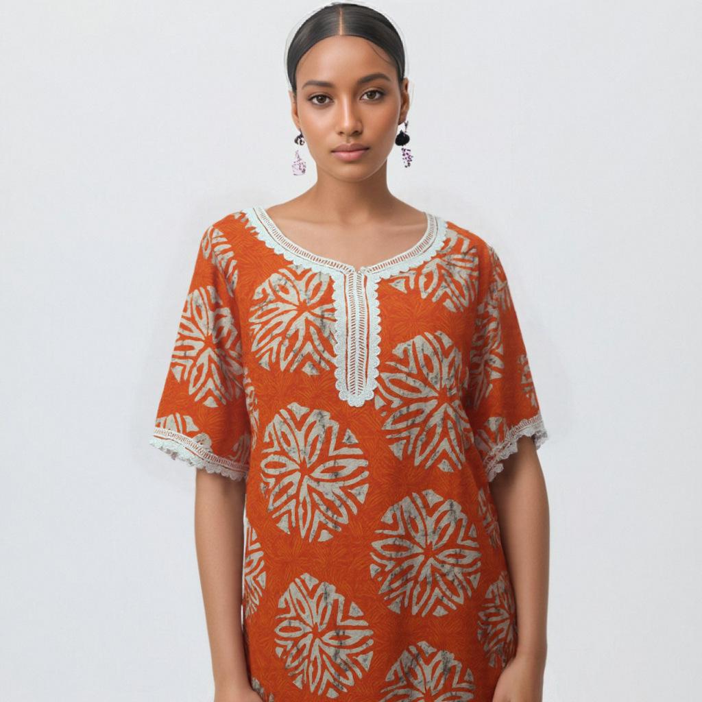 

Dubai Party Muslim Women s Print Abaya - Cross-Border Middle Eastern Fashion Robe One Size помаранчевий