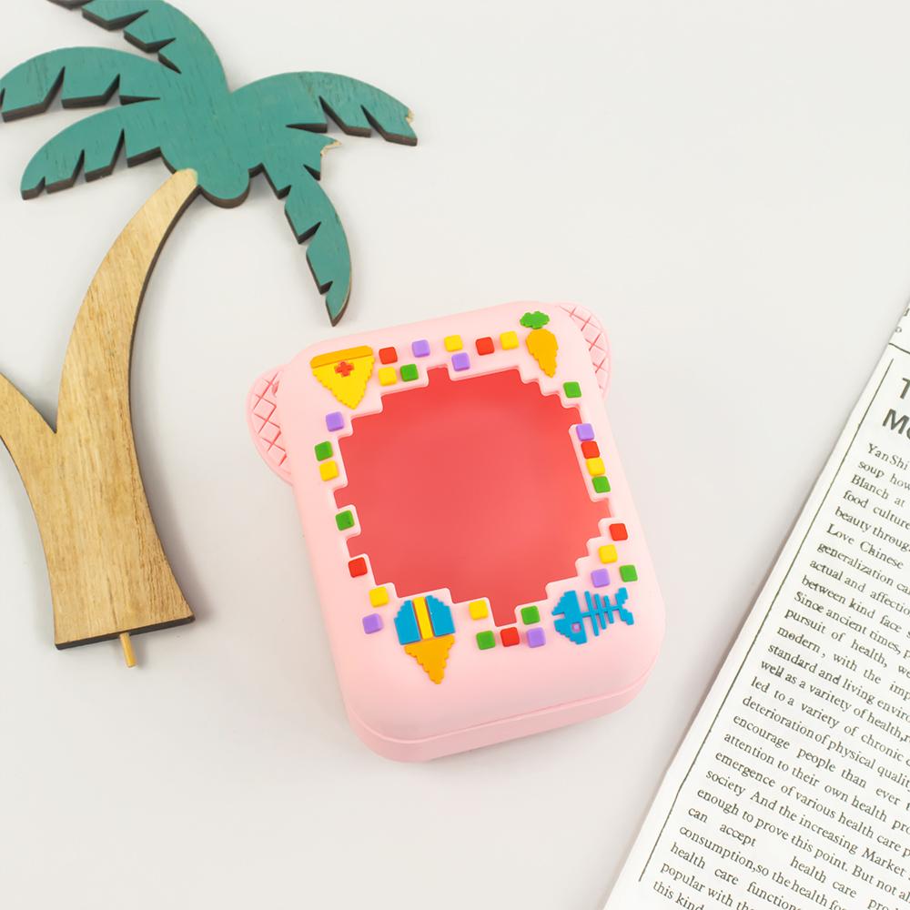 Silicone Protective Case with Lanyard Carrying Travel Case Shockproof Anti Drop 3D Food Print for Bitzee Virtual Electronic Pet