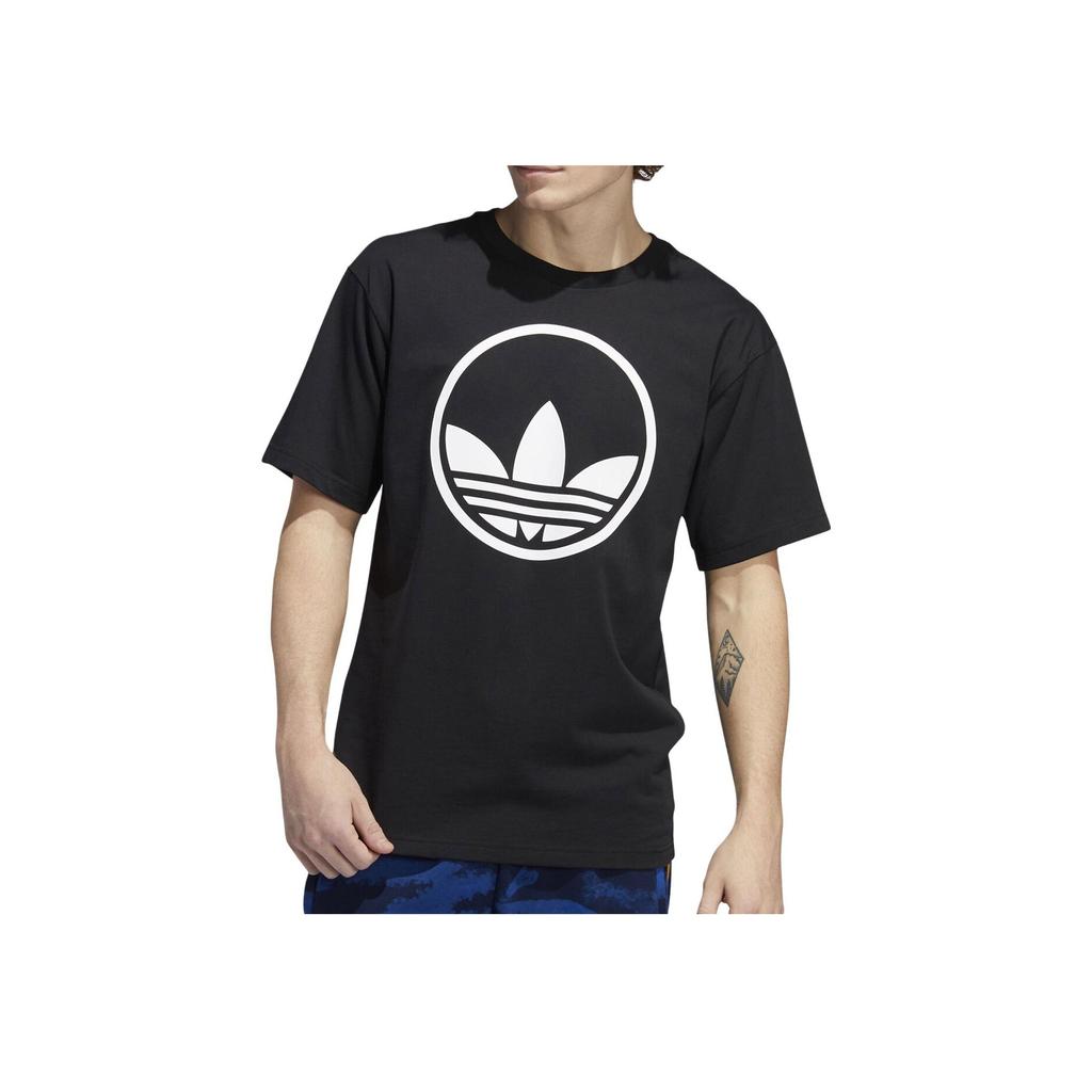Adidas Originals Logo Print Loose Fit Breathable Casual Sports Crew Neck Short Sleeve T-Shirt Men T-Shirts Black GD2102