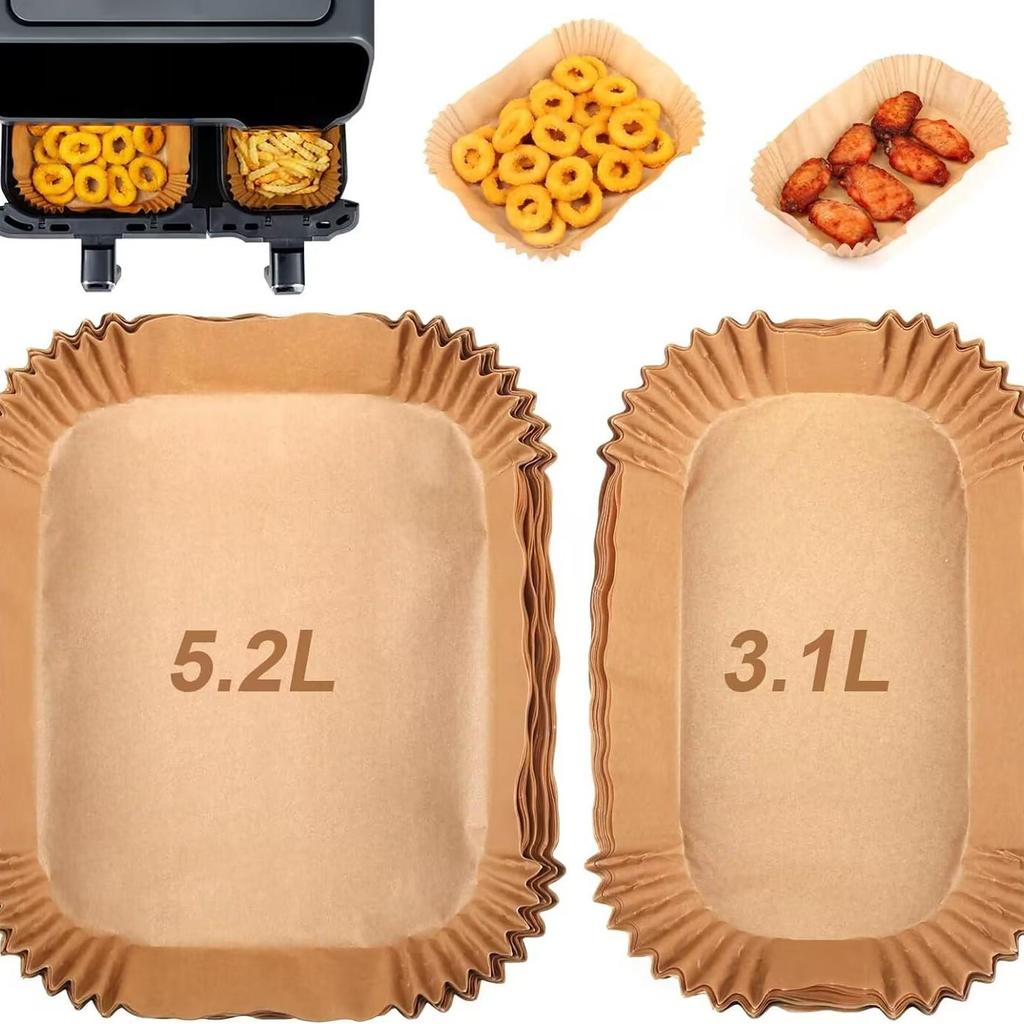 Ninja Foodi Dual Basket Air Fryer Liners, 10.4L & 5.2L, Rectangular Paper