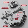 Heavy Duty Brass Spray Gun Kit with Dual-Outlet Faucet, 2M Flexible Hose & Adjustable Holder, for Bathroom/Laundry/Garden