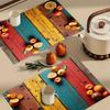 4pcs/6pcs Modern Style Linen Placemats, Wood Grain Fruit Series, Printed Linen Placemats To Enhance The Beauty of Your Dining Room And Kitchen,
