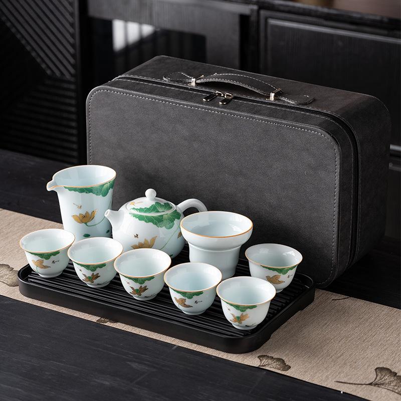 

Hand-painted Xishi teapot Kung Fu travel tea set, teacup tea tray set, high-end company business festival commemorative gifts