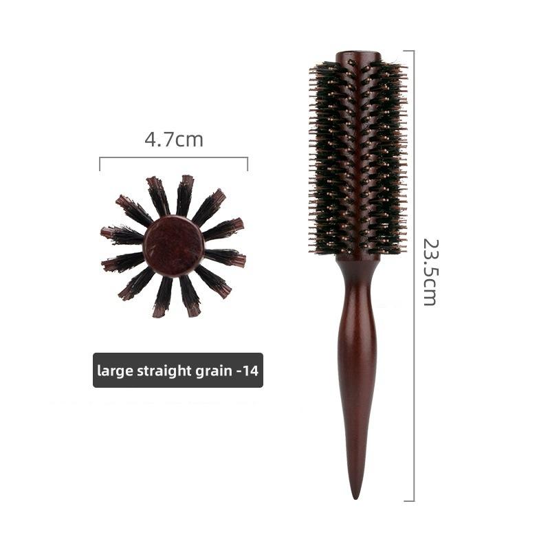 Wood Handle Round Rolling Brush Straight Twill Hair Comb Boar Bristle Round Barrel Hair Curling Brush Hairdressing Tool Hairdressing Accessories