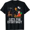Merry Christmas Cute Cats for Everybody Elk Funny Xmas Women Santa Printed Tshirt Casual Style Crewneck Tops Tee Shirt Short