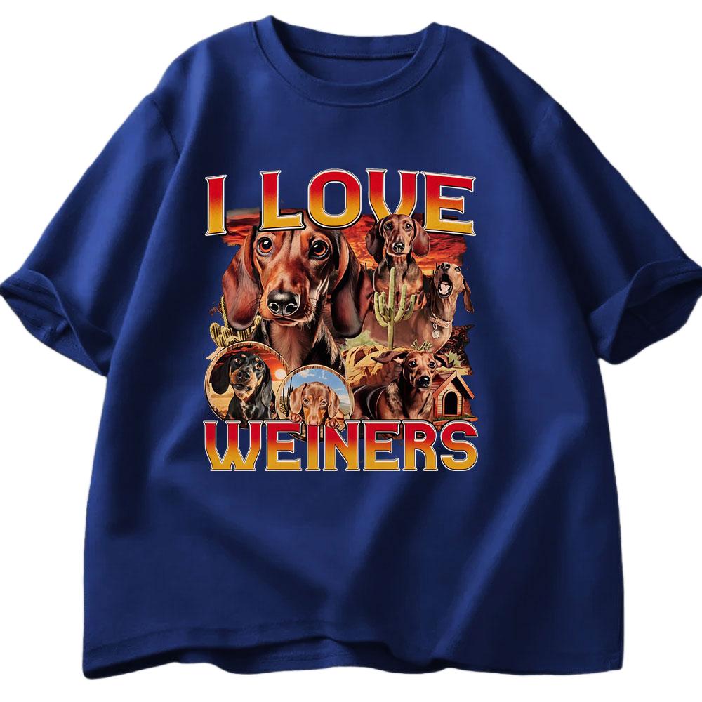 I Love Weiners Fun Dog Maze Pattern Tshirt 2026 Summer Mens Womens Casual Cotton Fashion Harajuku Tshirt Street Wear Y2K