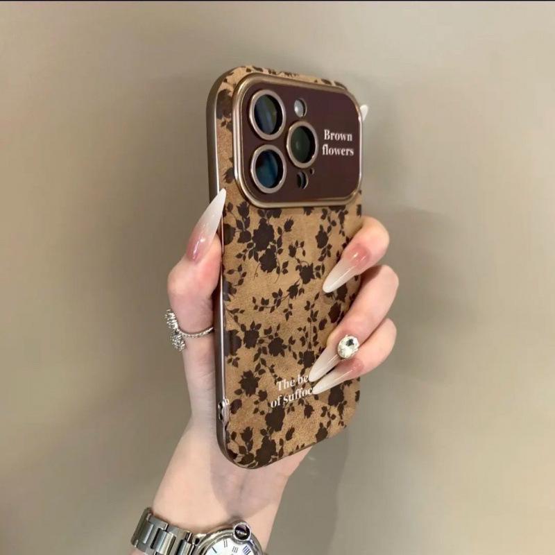 Retro Rose Flower Drop-Proof Luxury iPhone 15 Pro Max Case for Apple 16, 14, 13, 12