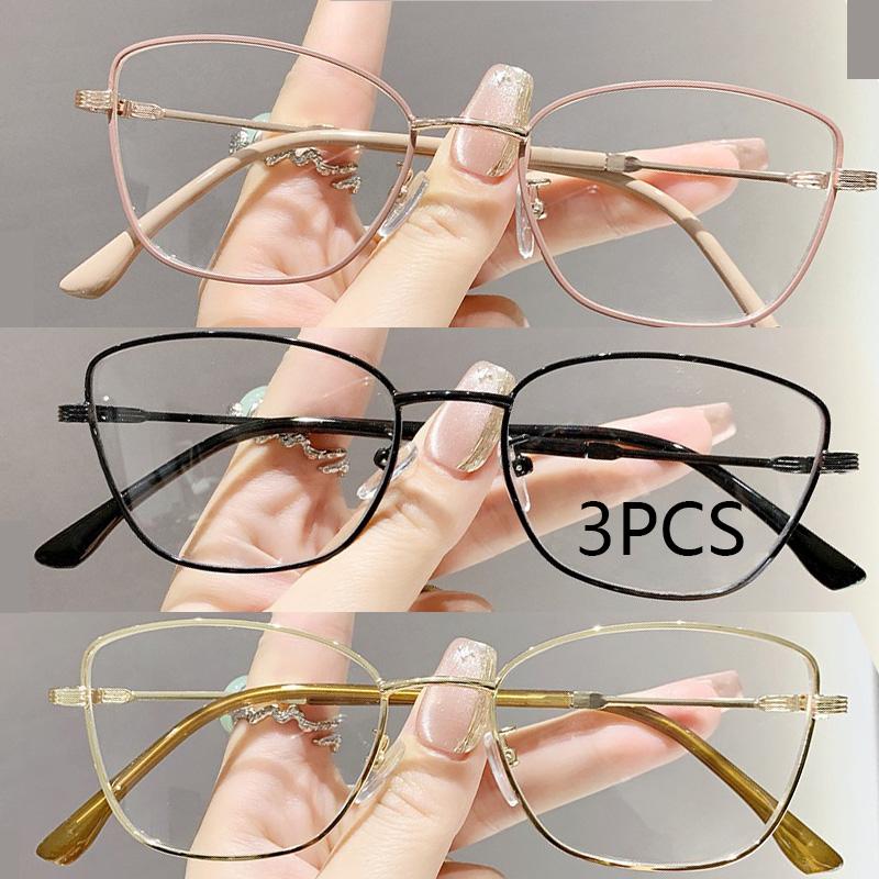

3PCS Color-changing Anti-blue Lightweight Design Myopic Eyeglasses With Advanced Cat-eye Style And Fashionableable Design