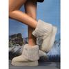 Women's Thick-Soled Snow Boots 2025 Winter New Style Fashionable Fleece-Lined Warm Mid-Calf Boots Turned-Up Legs with Fur Trim