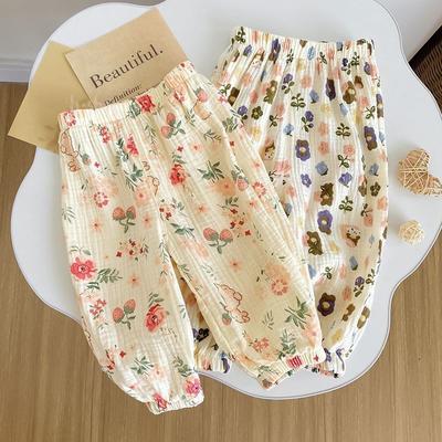 Bebek Kız Yazlık Pantolon Bol Sivrisinek Geçirmez Pantolon Çiçekli Fener Pantolon Yeni Yumuşak ve Nefes Alabilir