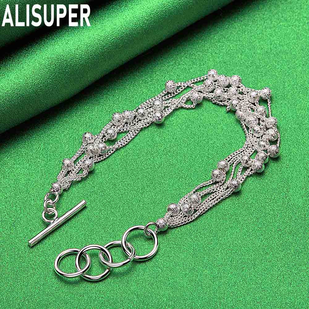 925 Sterling Silver Grape Bundle Side Chain Bracelet Gift Jewelry