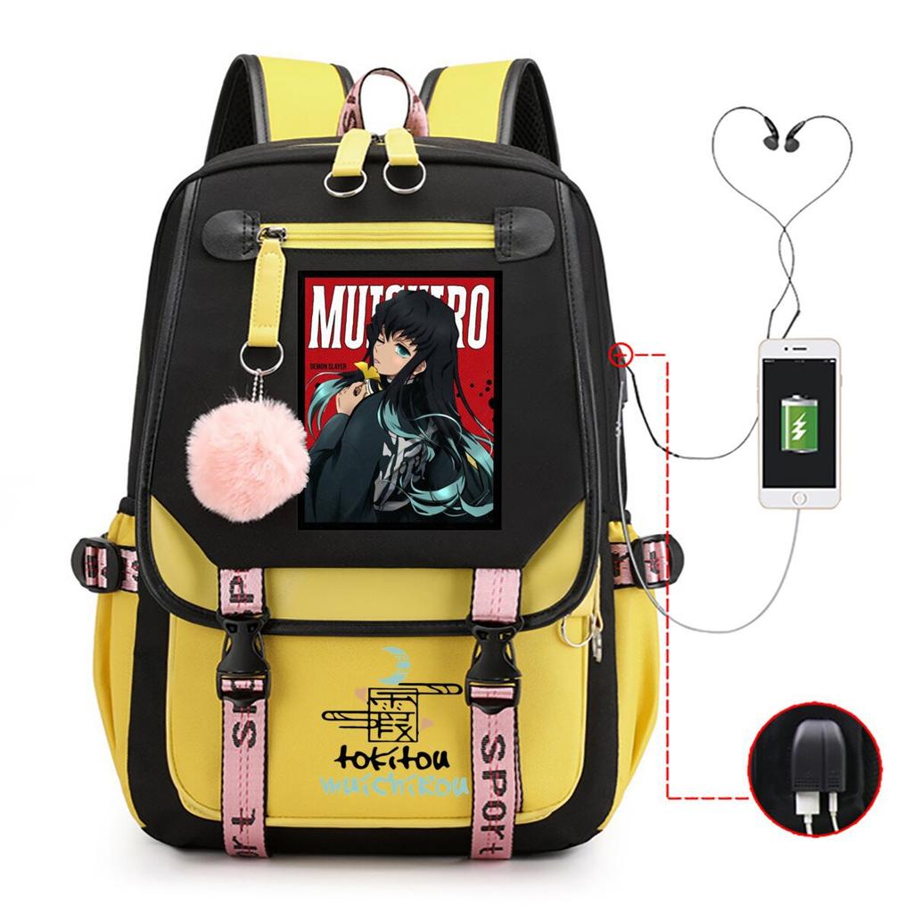 New Animation Schoolbag Children's Contrasting Colors Neutral Printed Primary and Secondary School Students Leisure Backpack with USB Port