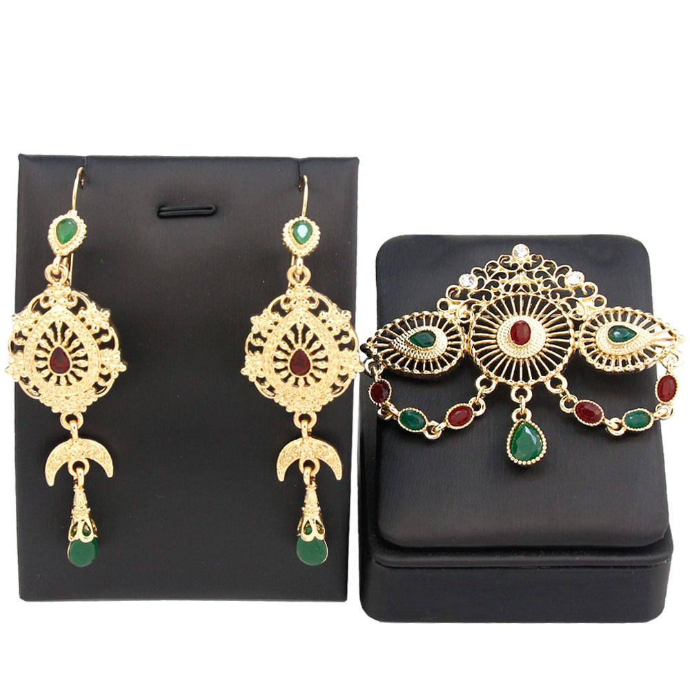 Zlatá barva Barevné křišťálové šperky Dámská brož Sady náušnic Pokovování Sady svatebních šperků