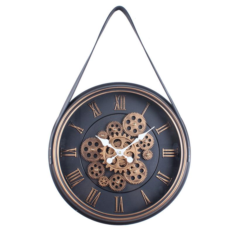 Rotating Circular Gear Art Wall Clock New Retro High-end Clock Antique Style Living Room Decoration Wall Clock
