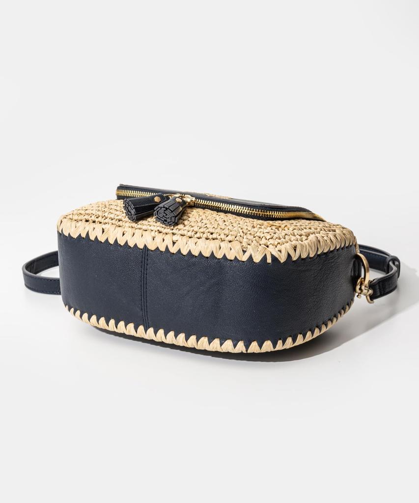Umhängetasche Vere Small Soft Satchel aus Capra mit Raffia Marine [Anya Hindmarch] Damen [Artikel]