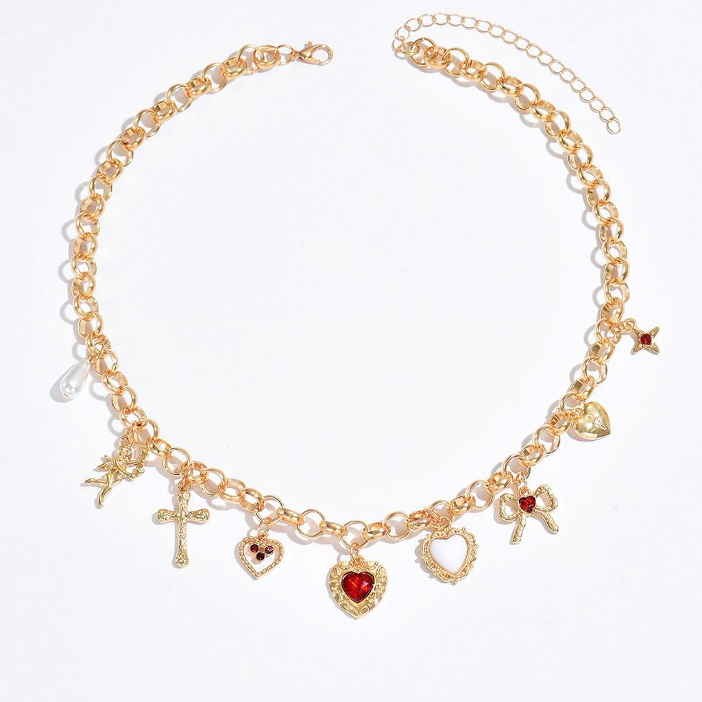 Herzförmige Anhängerkette mit Schmetterlingsschleifen-Design Für Damen Modeschmuck