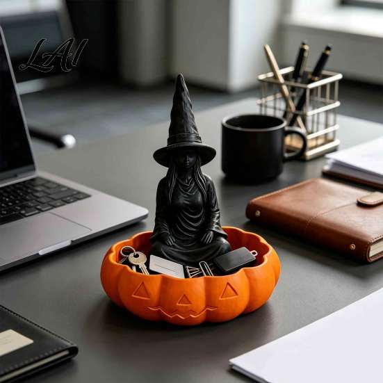 Unique Jewelry Organizer for Trinkets Halloween Witch Dish Gothic Trinket Desktop Retro Themed Gift Storage Tray Rings Keys Home Office Decor