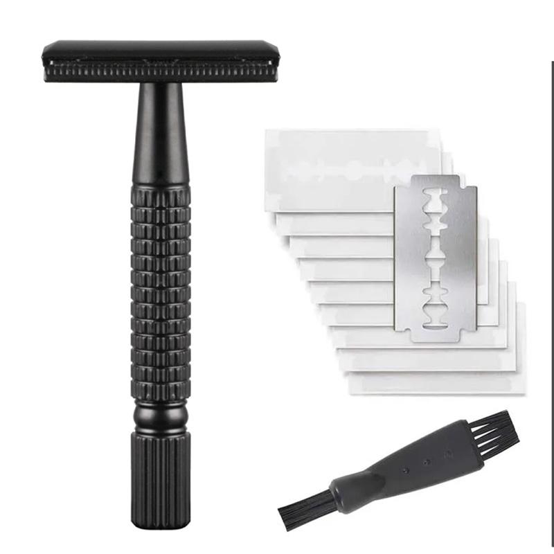 

Мужская металлическая ручная бритва с держателем на 10 лезвий, двухслойная закрытая режущая головка для гладкого бритья