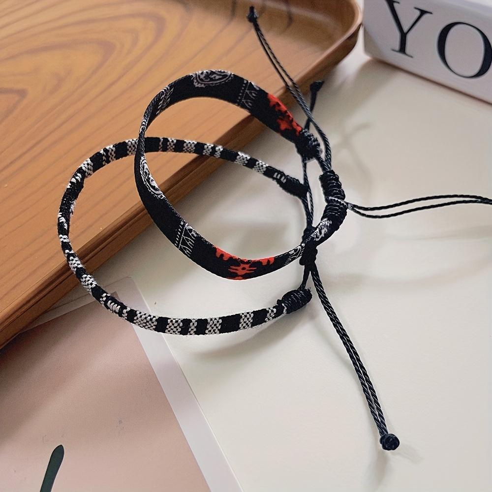 

2pcs Boho-Chic Handwoven Bracelets - Vintage Arabian Headscarf Style, Adjustable, Ideal for Daily Outfits & Holiday Wear
