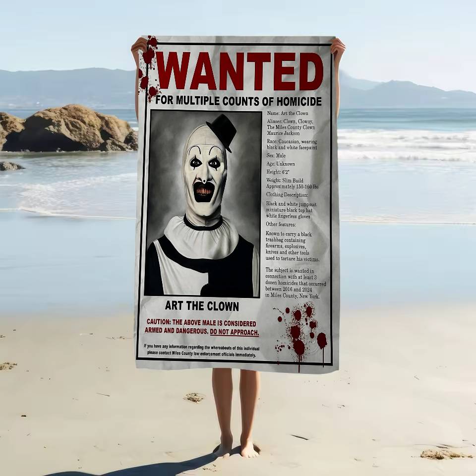 Terrifier 2 Horror Movie Microfiber Beach Towel Absorbent Quick Dry Soft Yoga Swimming Resort Mountain Climbing Towel