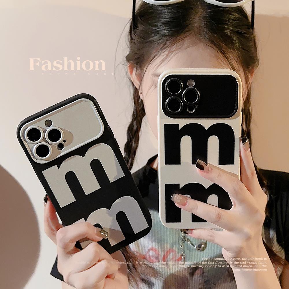 Niche Simple Letter M Suitable for Iphone14 Apple 15 Mobile Phone Case 13Pro Max Personality 11 Trend 16 Soft XR
