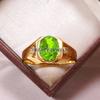 Peridot Oval Cut With 925 Sterling Silver Gold Plated Ring For Men's #B471 JL375683909575