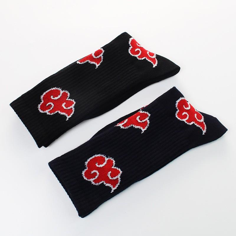 New Anime Uzumaki Naruto Ninja Cosplay Socks Akatsuki Red Cloud Tube Socks High Quality Cotton Socks For Men Women Fans Gifts