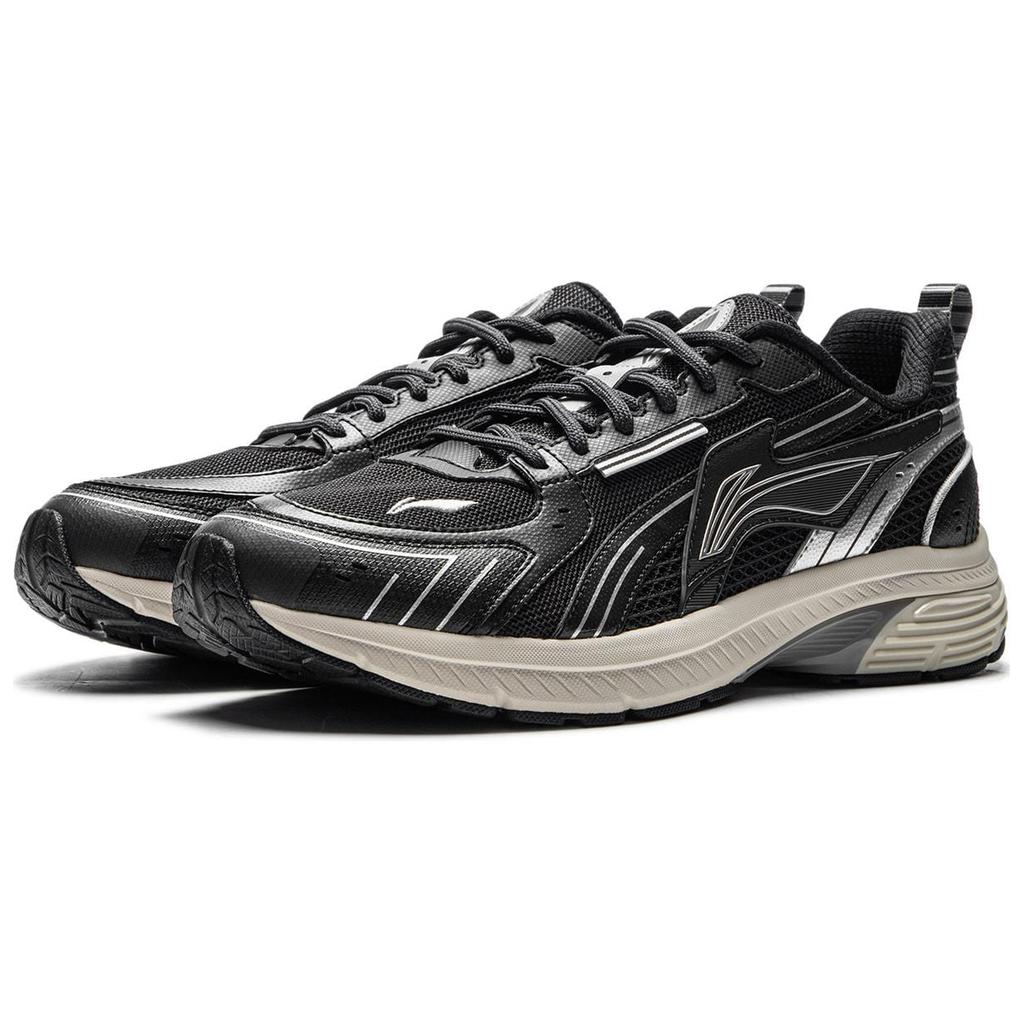 Li Ning Fuyao 1.5 Fabric Cushioning Slip Resistant Abrasion Resistant Low Top Running Shoes Men's Night Black ARXU013-4