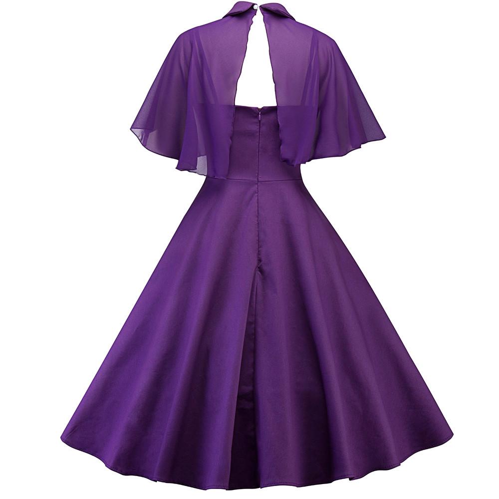 Women's Solid Color Lace Long Skirt Cloak Stand Collar Short Sleeve Dress