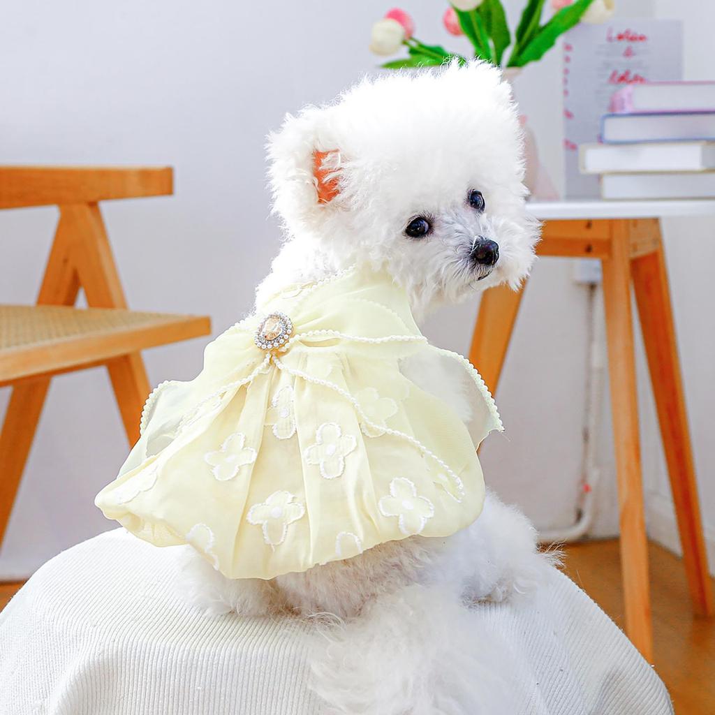 Pet Dog Clothes Floral Yellow Diamond Skirt