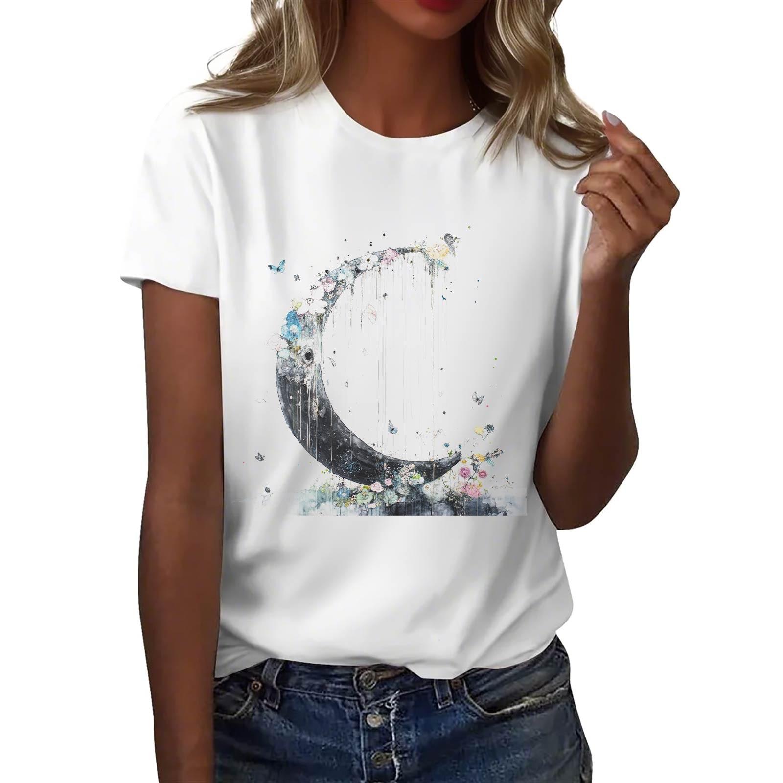 

Женская повседневная футболка с круглым вырезом и короткими рукавами с принтом XXXXL