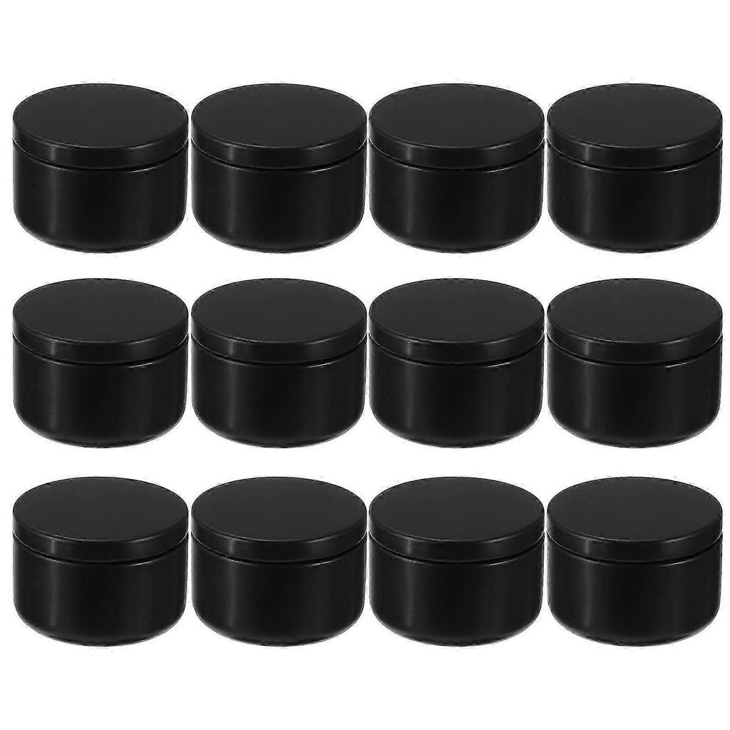 Candle Jar Aluminum Candle Tin for Storage 48Pcs Black Round Metal Containers