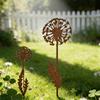 Rusty Finish Dandelion Garden Art Rustic Metal Stake