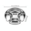 Stainless Steel Divided Plate 5Compartment Food Tray HeavyDuty Metal Portion Control for Home