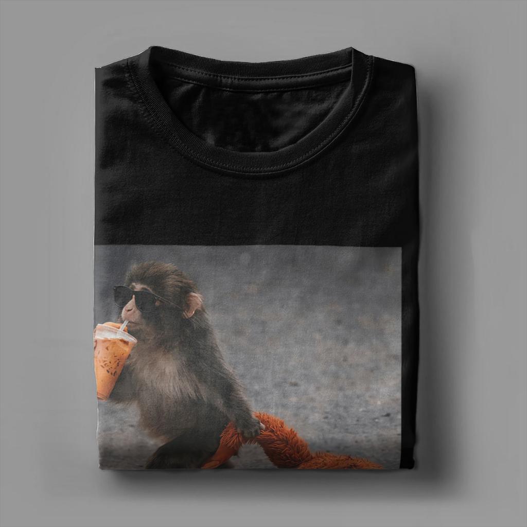 Kawaii Baby Monkey Punch Cute Japanese Macaque UkiyoE TShirt Beach Hippie T Shirts Couple Cotton O Neck Clothing Short Sleeve