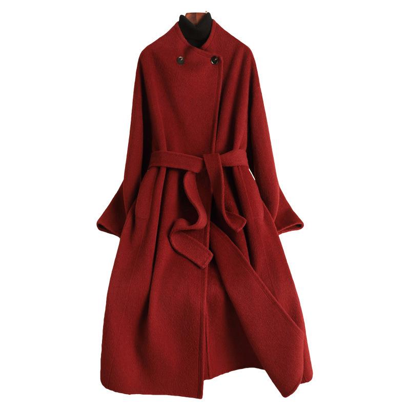 Double-sided wool coat for women's autumn and winter new long slim temperament advanced sense consumption cashmere woolen coat for women