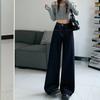 Blue Jeans Wide-leg Autumn and Winter New High-waist Loose Slimming Draped Straight-leg Floor Pants Plus Velvet