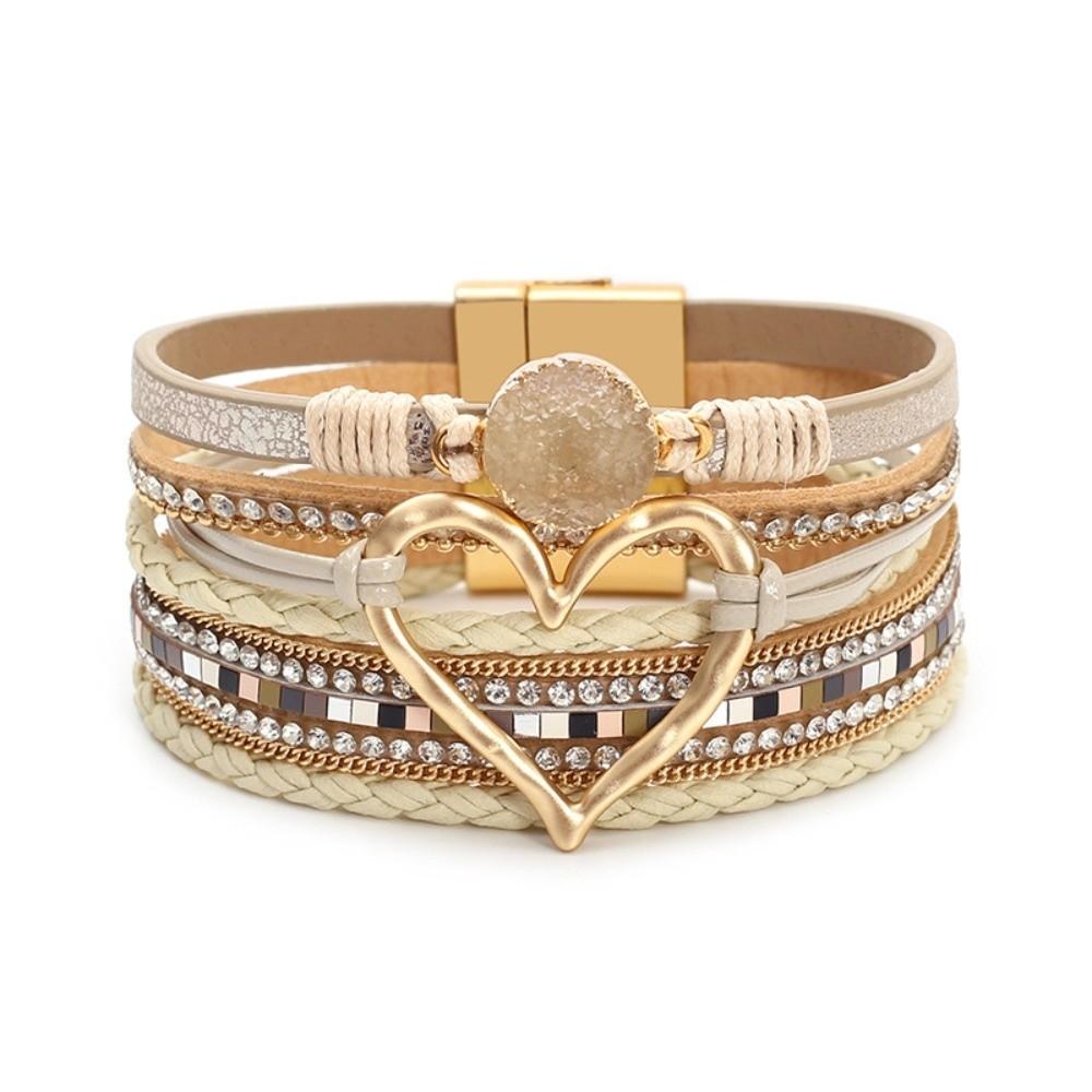 Magnetic Clasp Leather Bracelet Bangle Multi-layer Multi-Layer Bracelet  Festival Gift