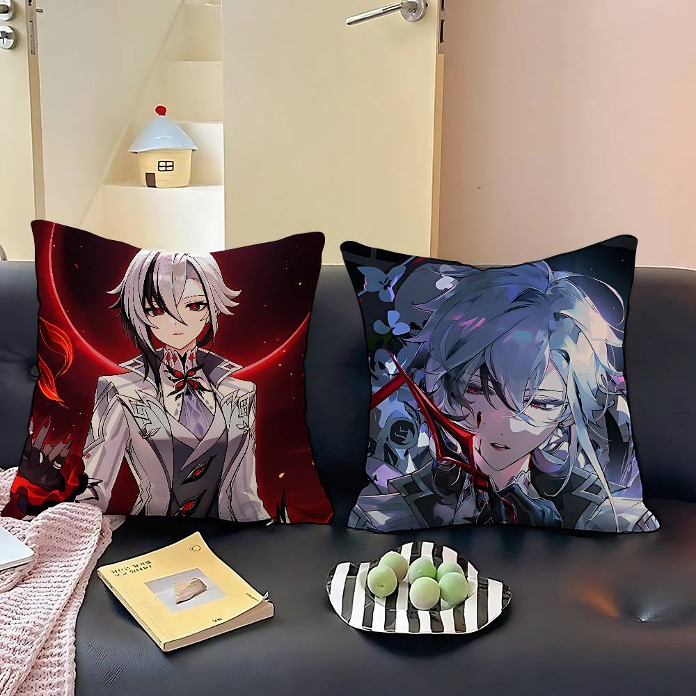 Arlecchino Genshin Impact Pillow Case Throw Pillow Cover Nordic Vintage Style Cushion Covers Home Living Room Sofa Couch Seat