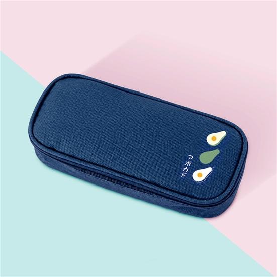 Pen Case Large Capacity Dust-proof Stationery Oxford Cloth Fruit Print Pencil Case for Daily Use