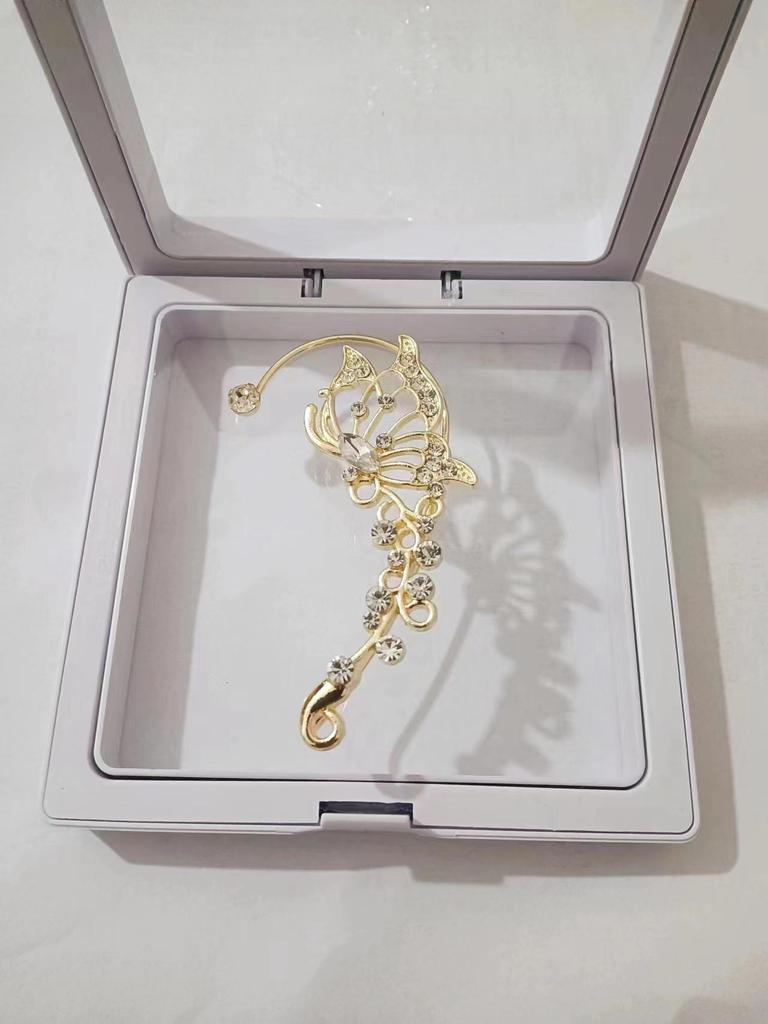 High-End Rhinestone Butterfly & Star Tassel Ear Cuff with Zirconia - No Piercing Required