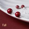 Cinnabar Stud Earrings: Small Red Bean Festive Design for New Year and Christmas