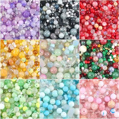 20G Mixed Glass Beads Round Bead String Beads Diy Bracelet Necklace Pendant Material Bag Accessories Bohemian