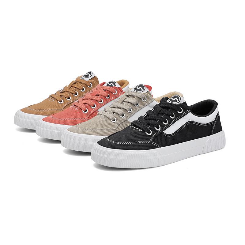 2026 Spring Men's Patchwork Cloth Shoes: Trendy, Breathable, Low-Top, Flat Bottom Lace-Up Board Shoes
