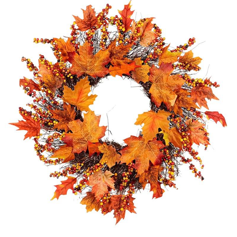 Autumn Harvest Maple Leaf Wreath: Festive Decoration for Thanksgiving & Christmas