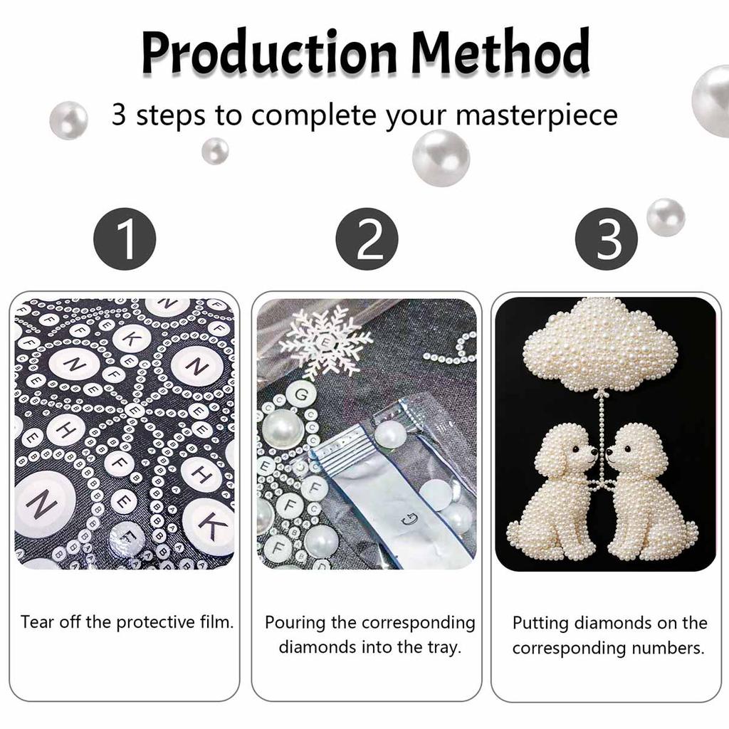 5D DIY Pearl Art Kit Cute Poodle With Cloud Theme Decor Home Wall Decoration
